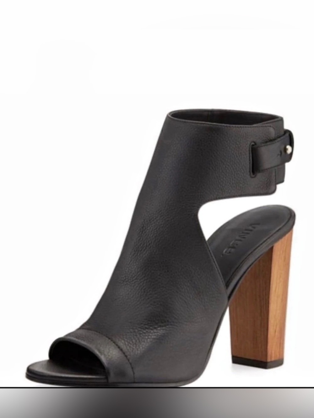 Vince Addie Open Toe Bootie Leather Heels Black & Brown US 9M